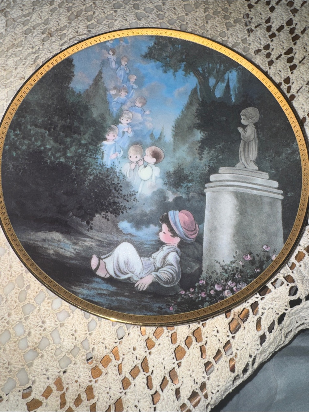 ENESCO Precious Moments collection White and Gold Jacob's Dream Collector Plate